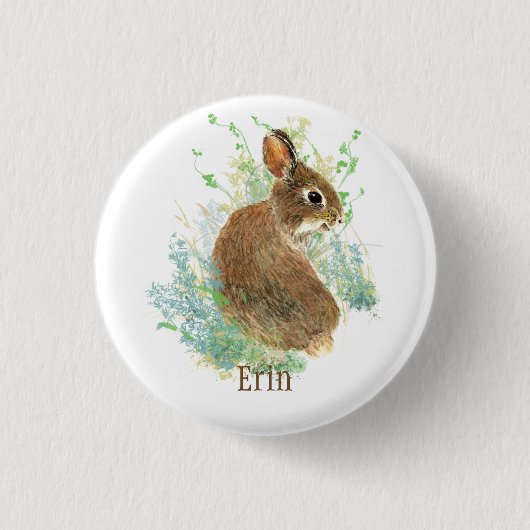 キュートバニーラビットペット動物名前をカスタムするフード付きスウェットシャツ 缶バッジ (正面)