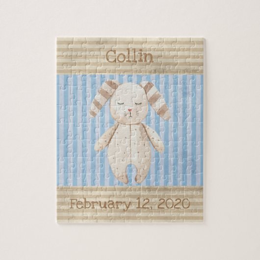 キュートバニーラビットモノグラムおもしろい ジグソーパズル (縦)