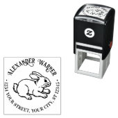 キュートバニーラビットラインアートネーム差出人住所 セルフインキングスタンプ (インサイチュ)