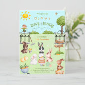 キュートバニーラビット子供の誕生日 招待状 (スタンド正面)