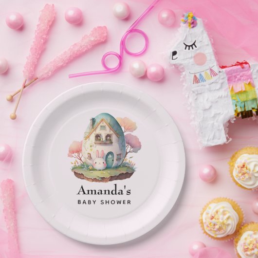 キュートバニーラビット日本のかわいいスタイル誕生日 ペーパープレート (パーティー)