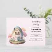 キュートバニーラビット日本のかわいいスタイル誕生日 招待状 (スタンド正面)