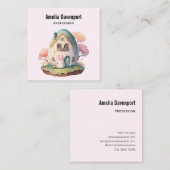 キュートバニーラビット日本のかわいいスタイル スクエア名刺 (正面/裏面)