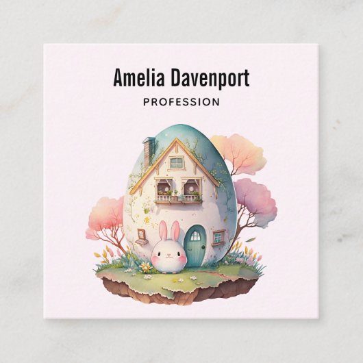 キュートバニーラビット日本のかわいいスタイル スクエア名刺 (正面)