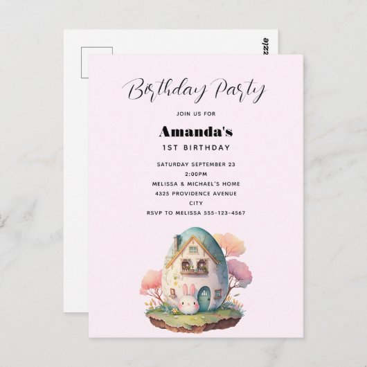 キュートバニーラビット日本のかわいいスタイル ポストカード (正面/裏面)