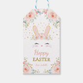 キュートバニーラビット誕生日赤面金ゴールドフローラパーティー ギフトタグ (正面)