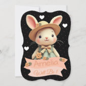 キュートバニーラビット誕生日 招待状 (正面)