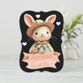 キュートバニーラビット誕生日 招待状 (スタンド正面)