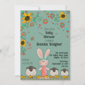 キュートバニーランブスデイジーベビー ユニセックス 招待状 (正面)