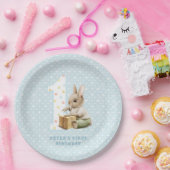 キュートバニー初誕生日 ペーパープレート (パーティー)