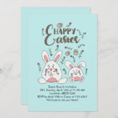 キュートバニー春フラワーイースターブランチ 招待状 (正面/裏面)