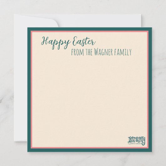 キュートバニー耳フローライースタースクエアカスタム ノートカード (裏面)