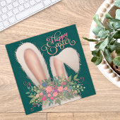 キュートバニー耳フローライースタースクエアカスタム ノートカード