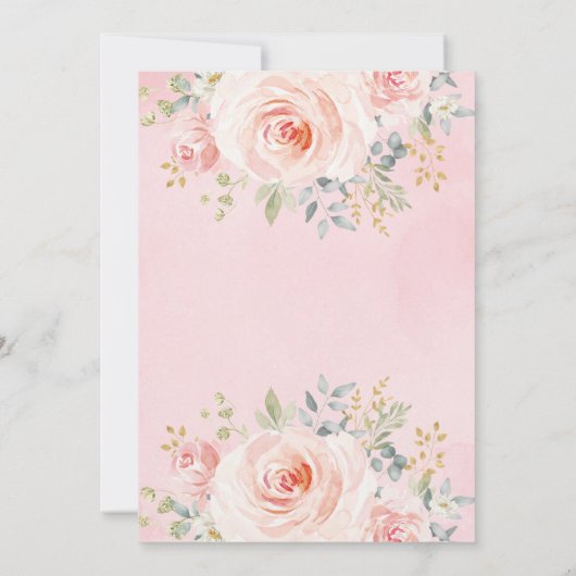 キュートバニー誕生日赤面ピンクローズウサギ 招待状 (裏面)