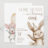 キュートバニー誕生日 招待状 (正面/裏面)