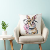 キュートバニーwithグラス&バブルガムラビットデザイン クッション (椅子)