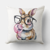 キュートバニーwithグラス&バブルガムラビットデザイン クッション (正面)