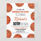 キュートバモダンスケットボールバジェット誕生日招待状 (正面)