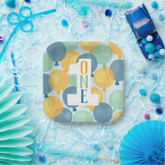 キュートバルーンファースト誕生日紙プレート ペーパープレート (パーティー)