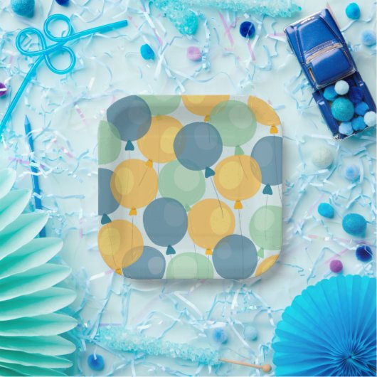 キュートバルーン誕生日紙プレート ペーパープレート (パーティー)