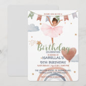 キュートバレエアフロバルーン誕生日女子パーティー 招待状 (正面/裏面)