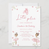 キュートバレエダンサーガールズバレリーナ誕生日 招待状 (正面)