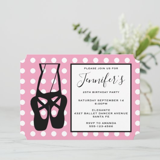 キュートバレエダンサーレッグ&スリッパ誕生日 招待状 (スタンド正面)
