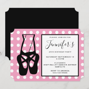 キュートバレエダンサーレッグ&スリッパ誕生日 招待状