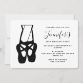 キュートバレエダンサーレッグ&スリッパ誕生日 招待状 (正面)