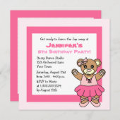 キュートバレエテディベアテーマパーティー 招待状 (正面/裏面)