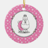 キュートバレエバレリーナプリンセスプードルドッグ（白） セラミックオーナメント (正面)