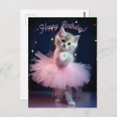 キュートバレリナキッテンハッピーバースデー ポストカード (正面/裏面)