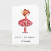 キュートバレリナピンクツチュガール誕生日 カード (正面)