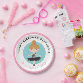 キュートバレリーナインブラックドレス子供の誕生日パーティー ペーパープレート