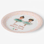 キュートバレリーナスバレエピンクダブル誕生日 ペーパープレート (アングル)