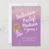 キュートバレリーナパーティードードル招待状 招待状 (正面)