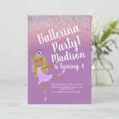 キュートバレリーナパーティードードル招待状 招待状 (スタンド正面)