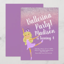 キュートバレリーナパーティードードル招待状 招待状