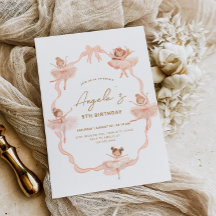 キュートバレリーナ誕生日招待状