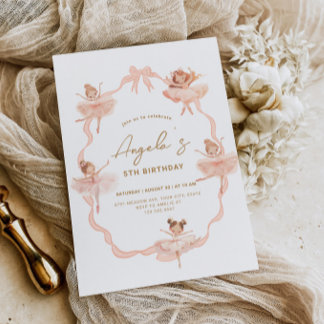 キュートバレリーナ誕生日招待状 招待状