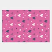 キュートバレンタインデーピンクブルーハート鉛筆ドードル ラッピングペーパーシート (正面)