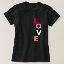 キュートバレンティンズデイラブバーティカルタイポグラフィ Tシャツ