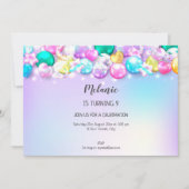 キュートバローンズバースデーパーティーガール招待状 招待状 (正面)