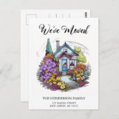 キュートバンガローハウスニューホームムービングアナウンス ポストカード (正面/裏面)