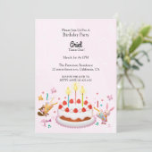 キュートバースデーケーキ誕生日招待状 招待状 (スタンド正面)