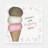 キュートバースデーパーティーアイスクリームコーンカスタム スタンダードランチョンナプキン (正面)