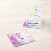 キュートバースデーパーティーユニコーン紙コースター スクエアペーパーコースター (インサイチュ)