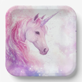 キュートバースデーパーティーユニコーン紙プレート ペーパープレート