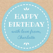 キュートバースデーブルー名前をカスタムする ラウンドシール