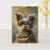 キュートバースデーヨークシャーテリアー名前をカスタムする163 カード (黄色い花)